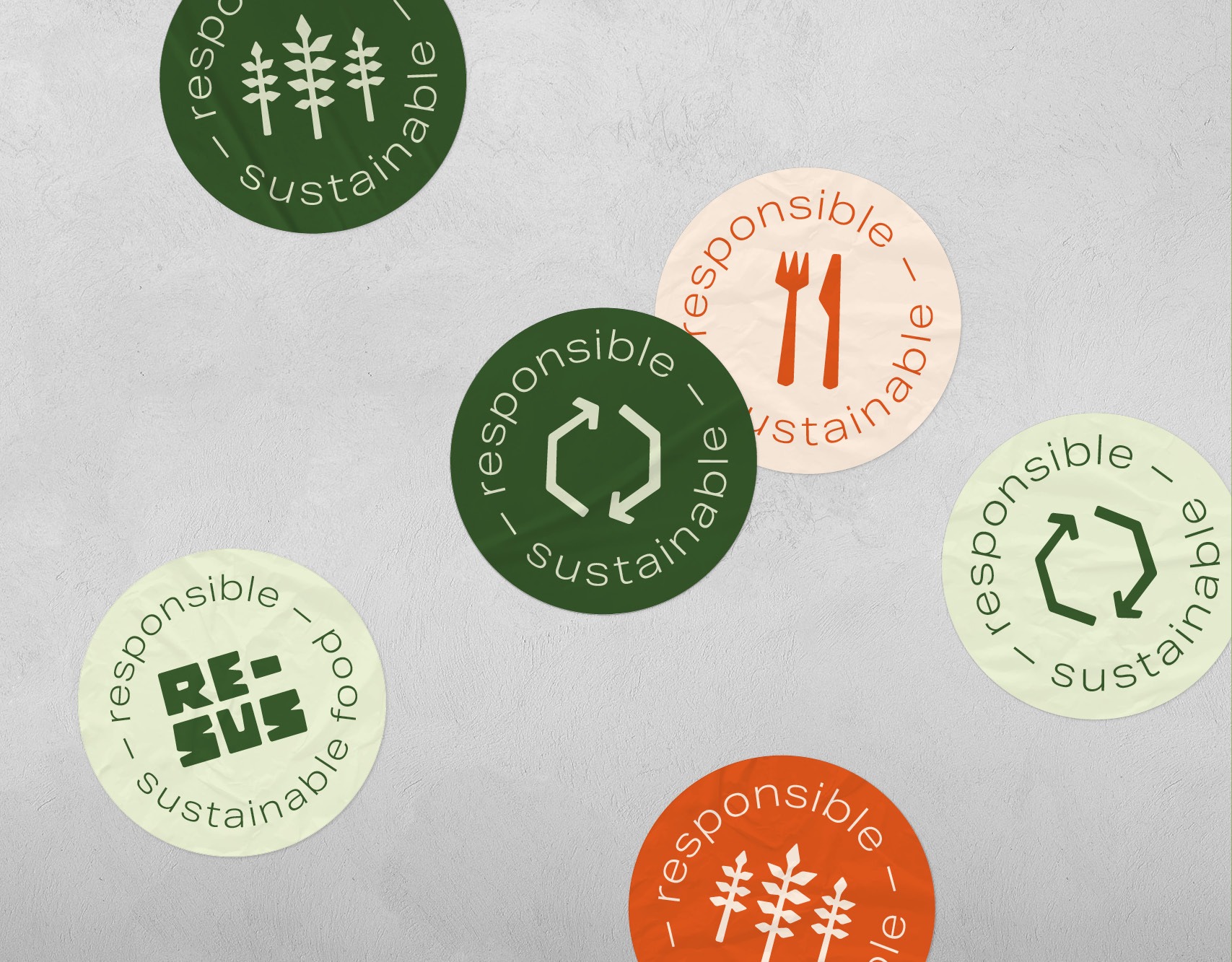 RESUS_visuel-identitet_case_stickers RESUS FOOD - Cameleon Creatives - Visuel identitet - Stickers